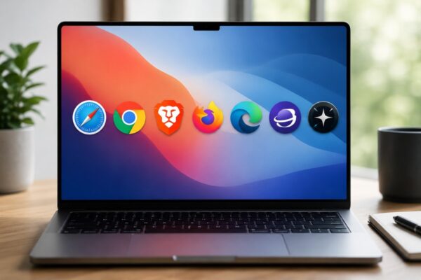 best tested browser for Macbook, mac showing a list of browsers on screen