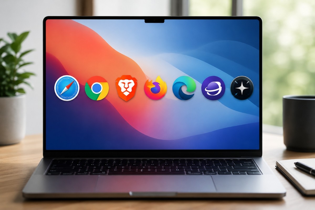 best tested browser for Macbook, mac showing a list of browsers on screen