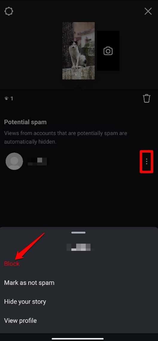block account on Instagram story