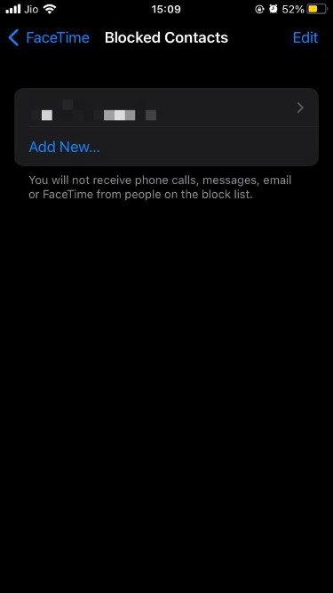 blocked contact list facetime