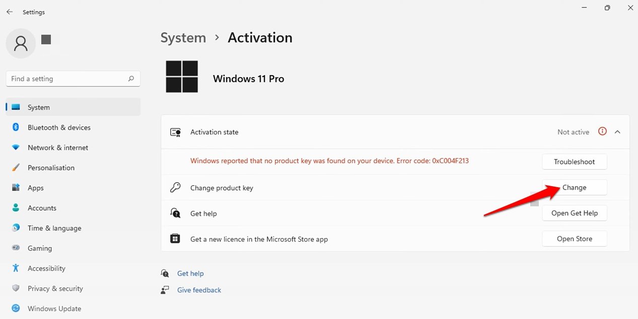 change product key on Windows 11