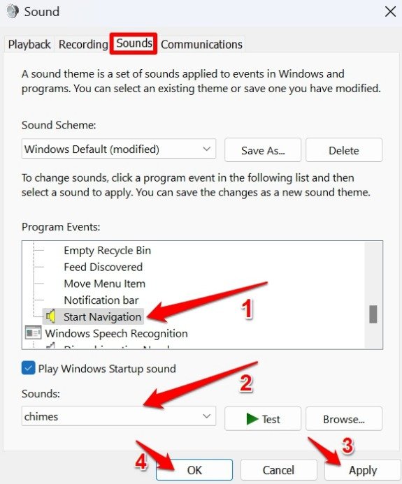 change the sound of mouse click on Windows