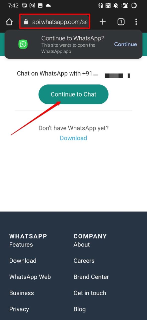 chat on WhatsApp without saving number