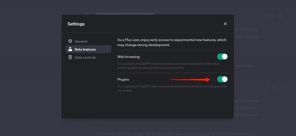 Turn on ChatGPT Plugins
