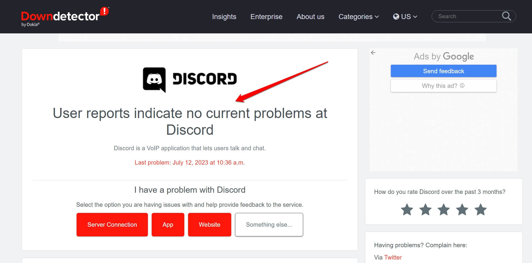check if Discord servers are down