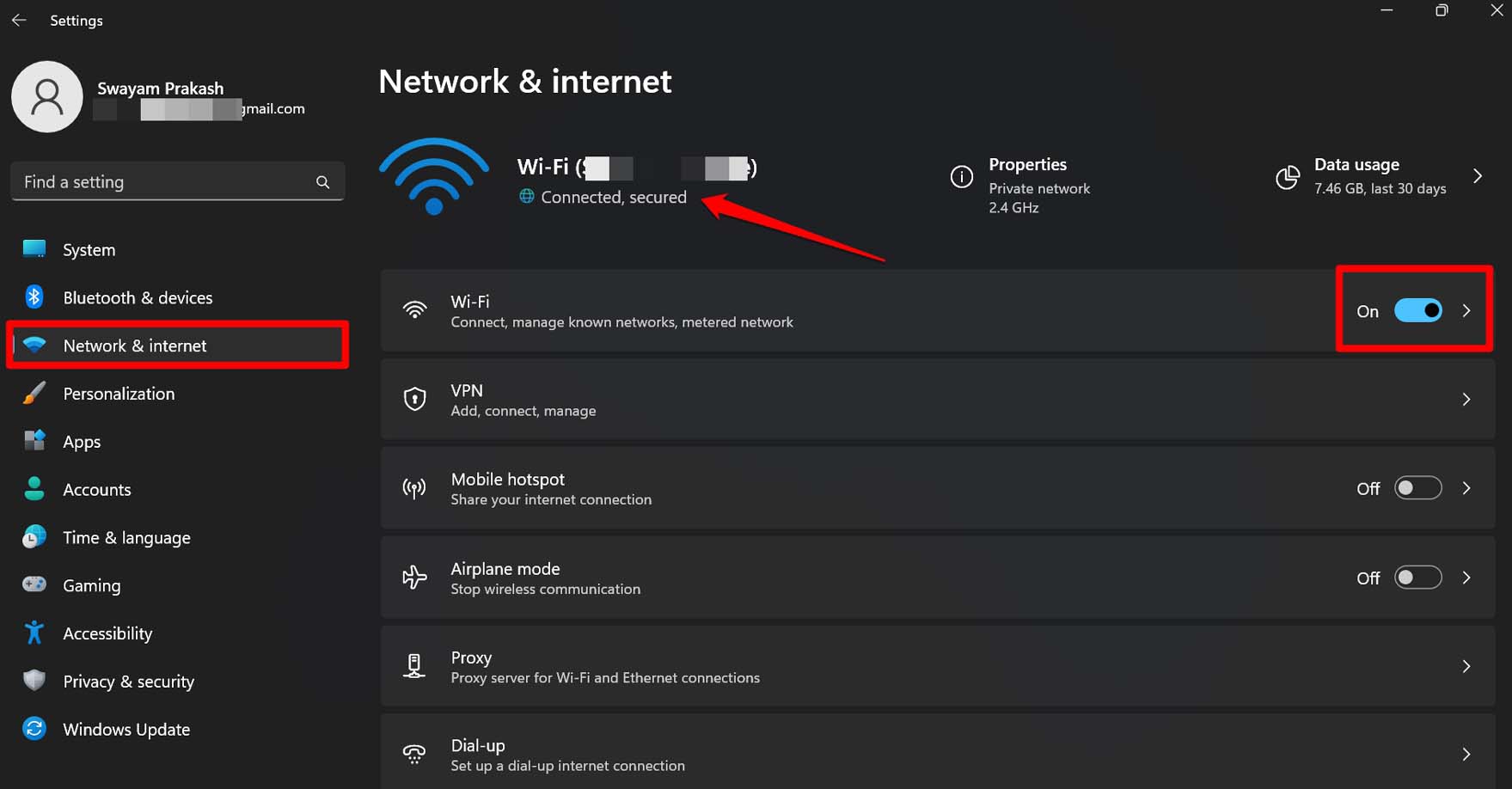 check network connectivity status on Windows 11