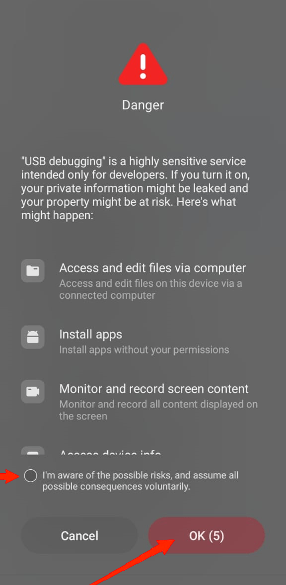 check the I am aware consent and tap OK.