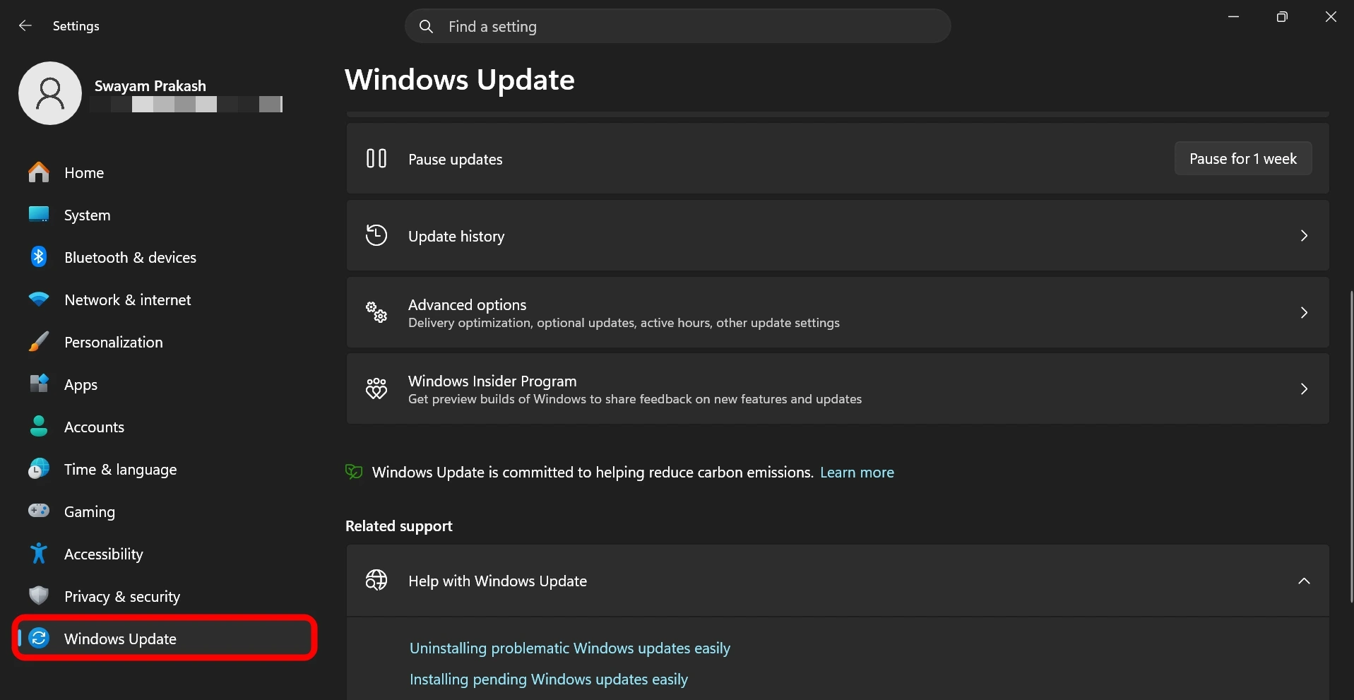 check windows 11 update on PC