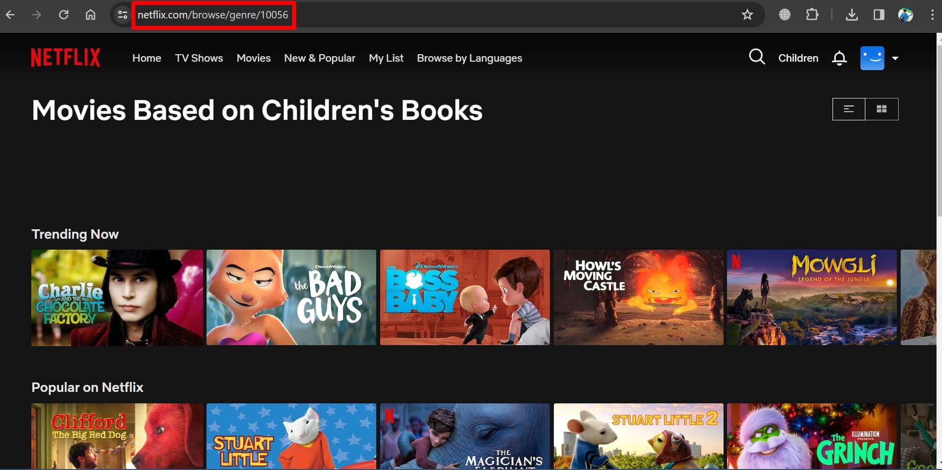 children movies on Netflix