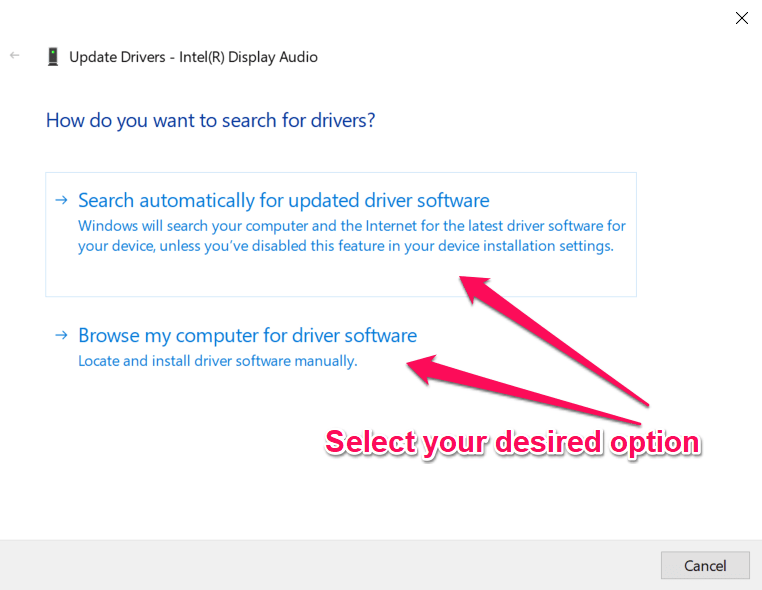 choose Search automatically for updated driver software