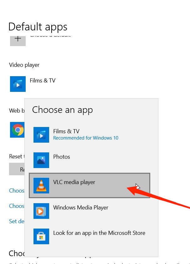 choose default video player app in windows 11