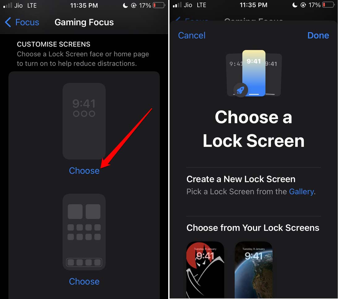 choose lock screen