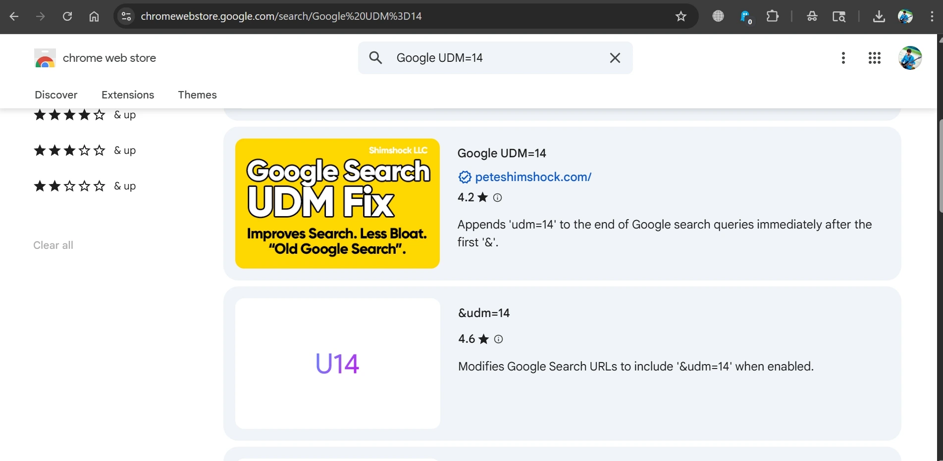 chrome extensions to disable Google AI overviews