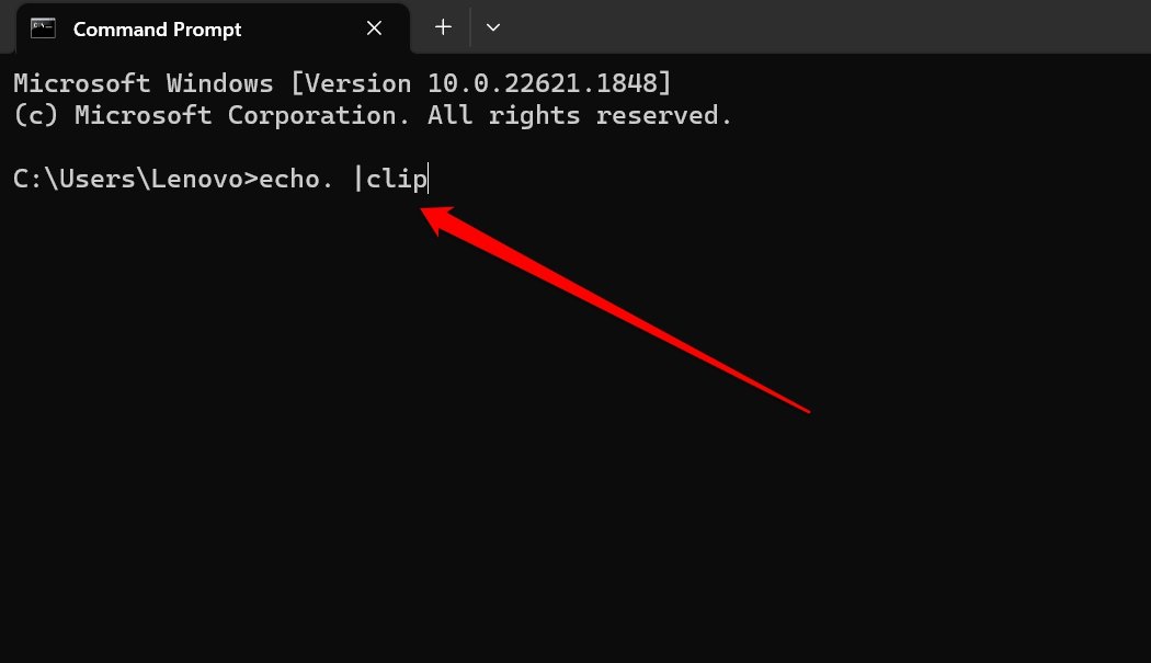 clear clipboard history using command prompt
