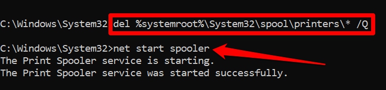 clear the queue and restart the print spooler using command prompt