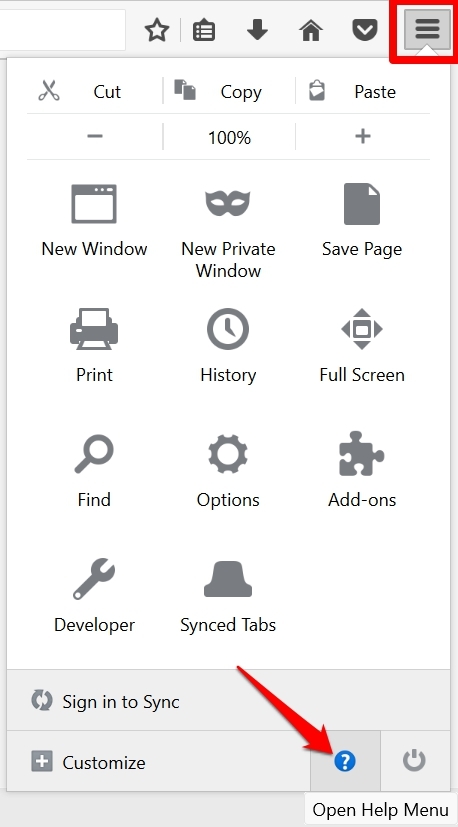 click on open Help menu Mozilla
