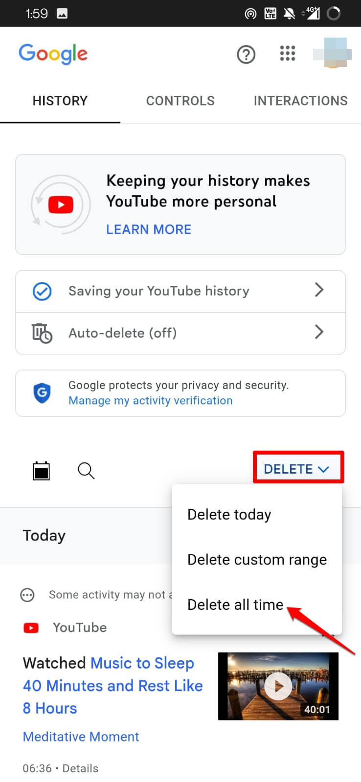 completely delete YouTube Music history