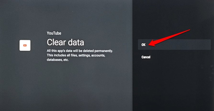 confirm clear YouTube app data