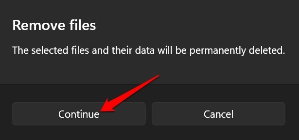 confirm deleting temporary files
