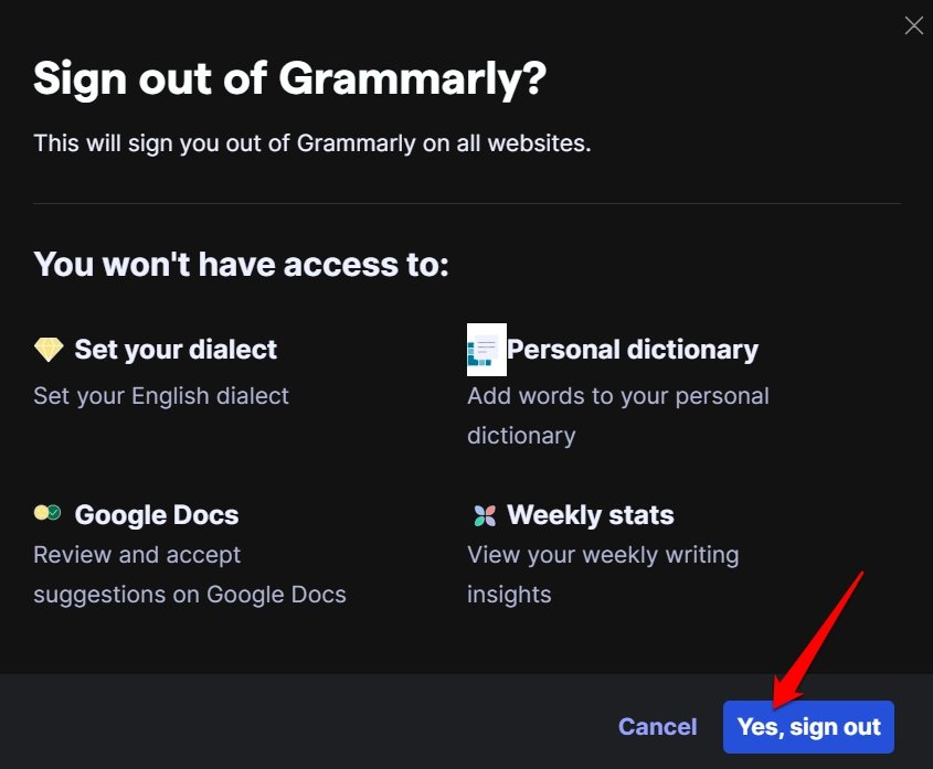 confirm grammarly signout