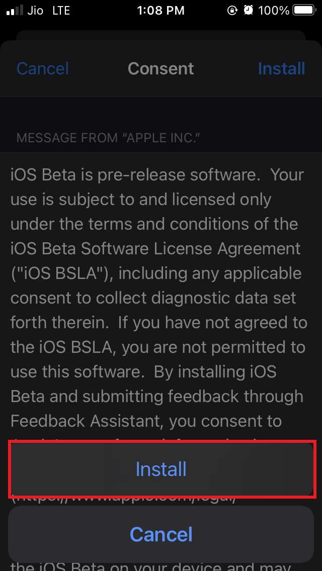confirm iOS 15 installation
