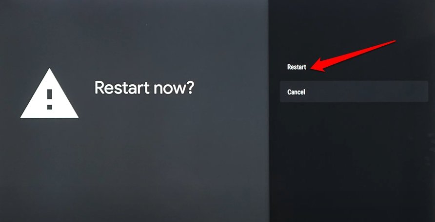 confirm restart Android TV