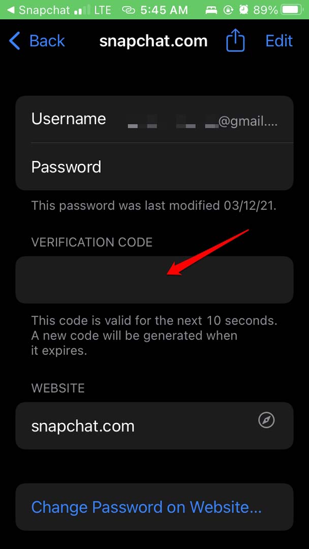 copy the verification code