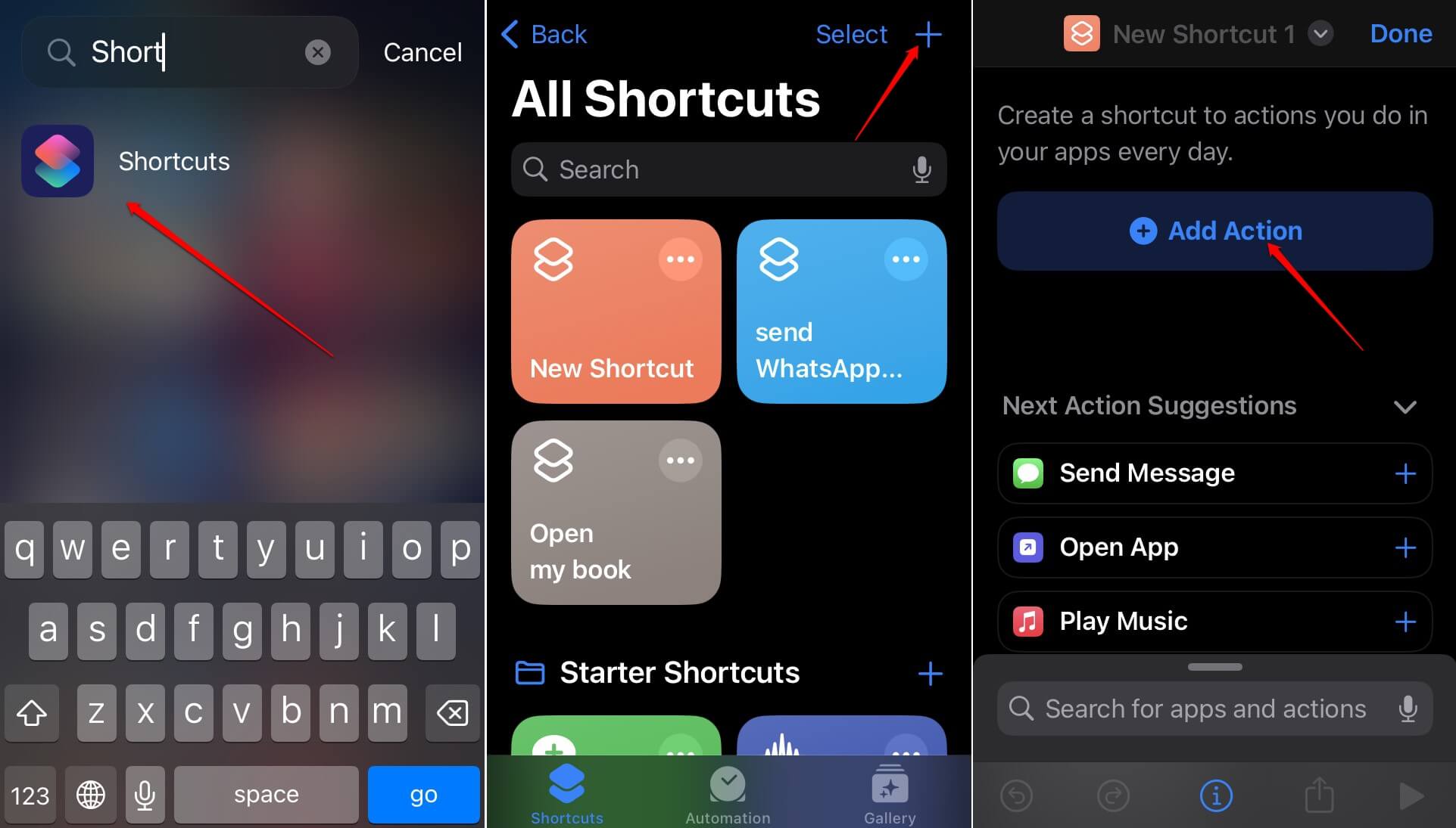 create a new iPhone shortcut