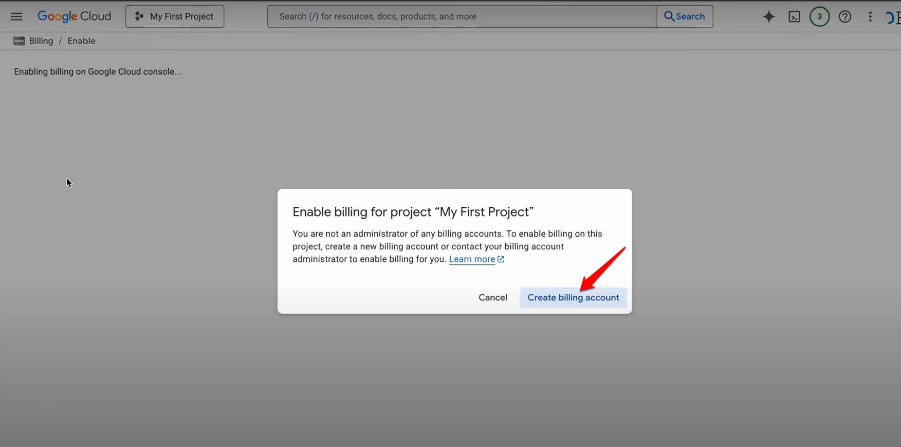 create billing account for Google Cloud