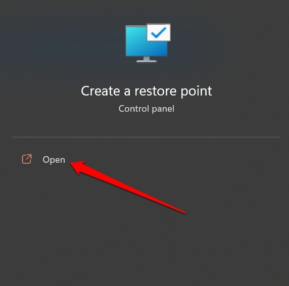 create restore point settings