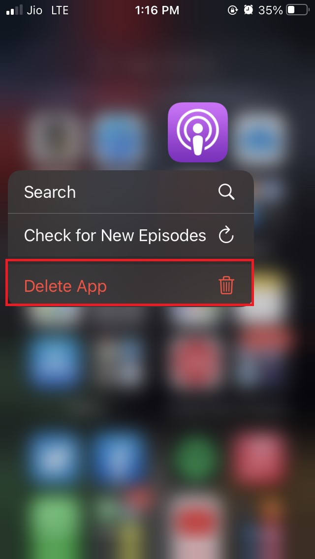 delete Podcasts app