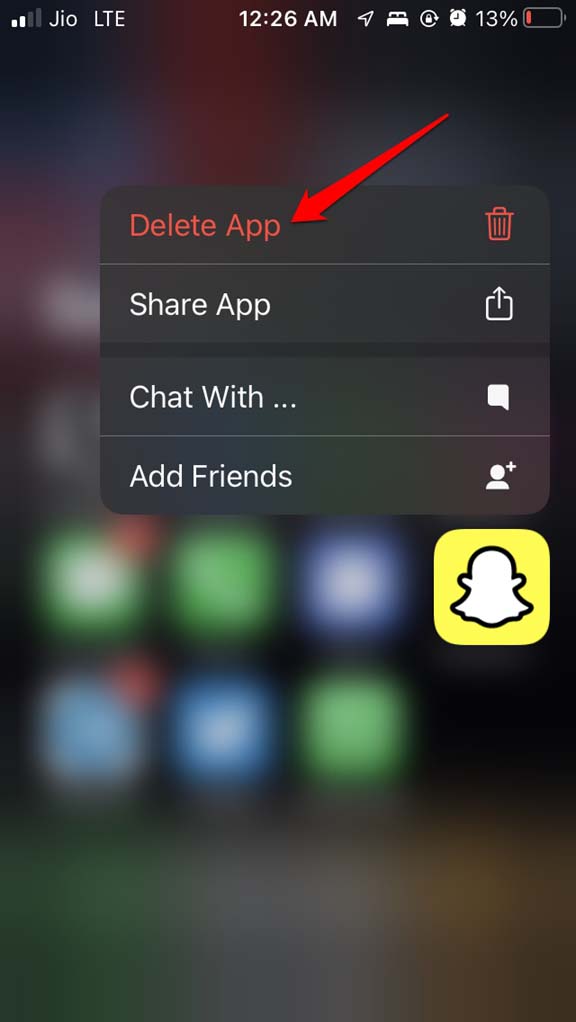 delete Snapchat from iPhone