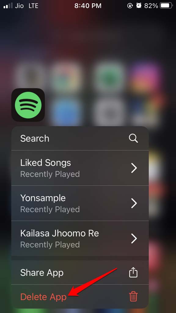 delete Spotify on iPhone