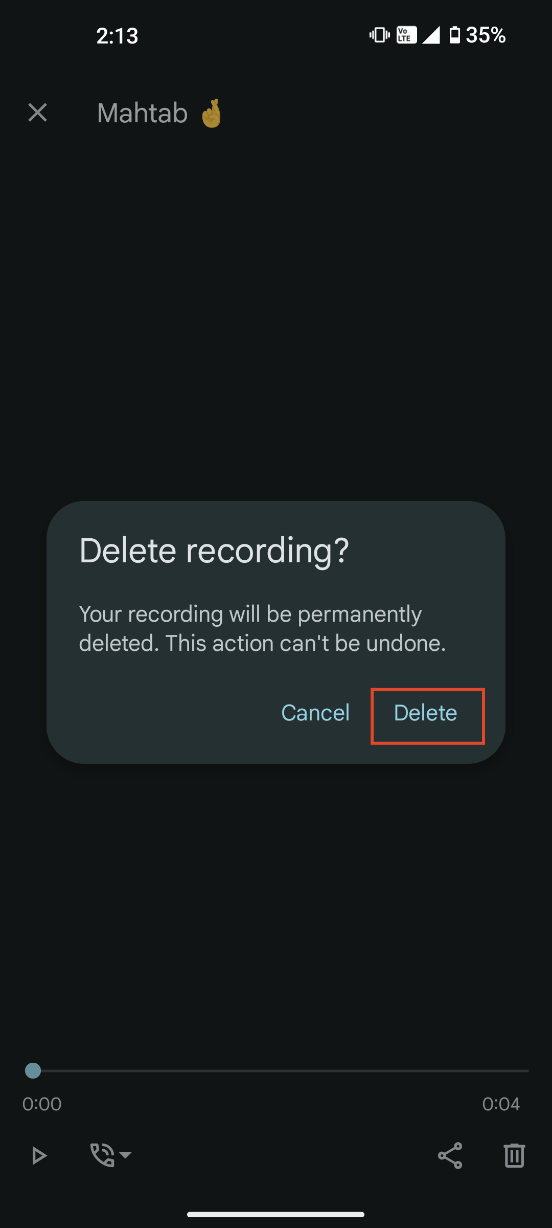 delete recording