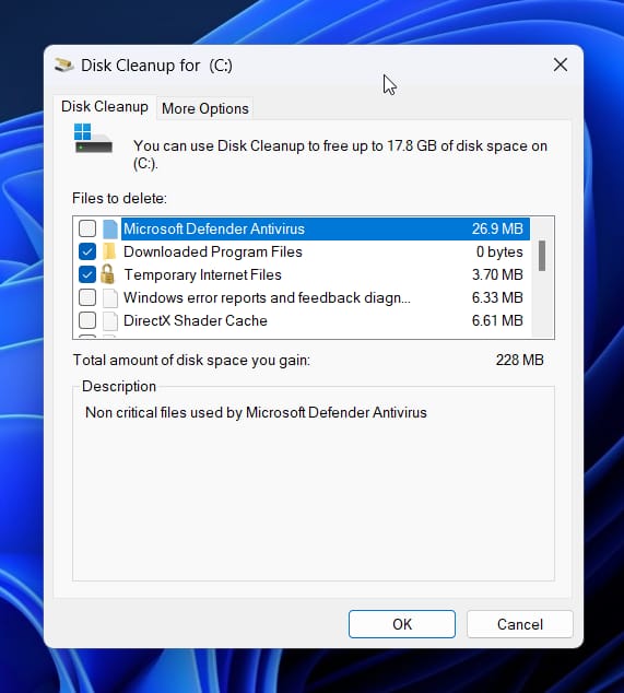 delete update cache using Disk Cleanup