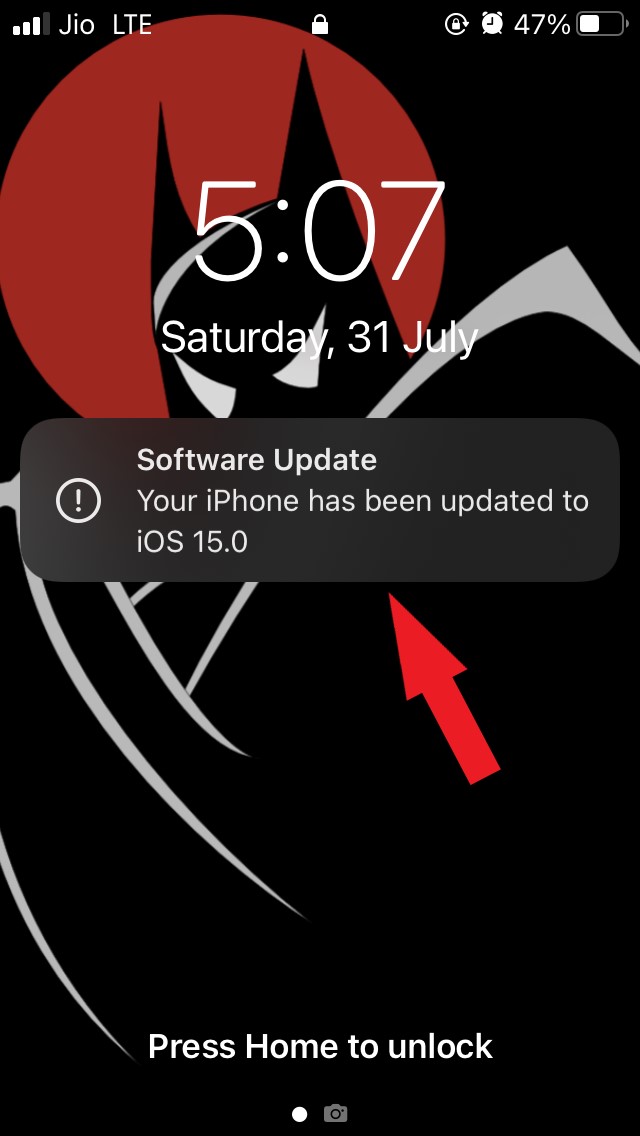 device updated to iOS 15