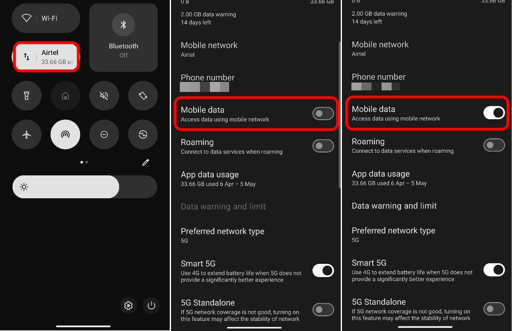 disable and enable mobile data on Android