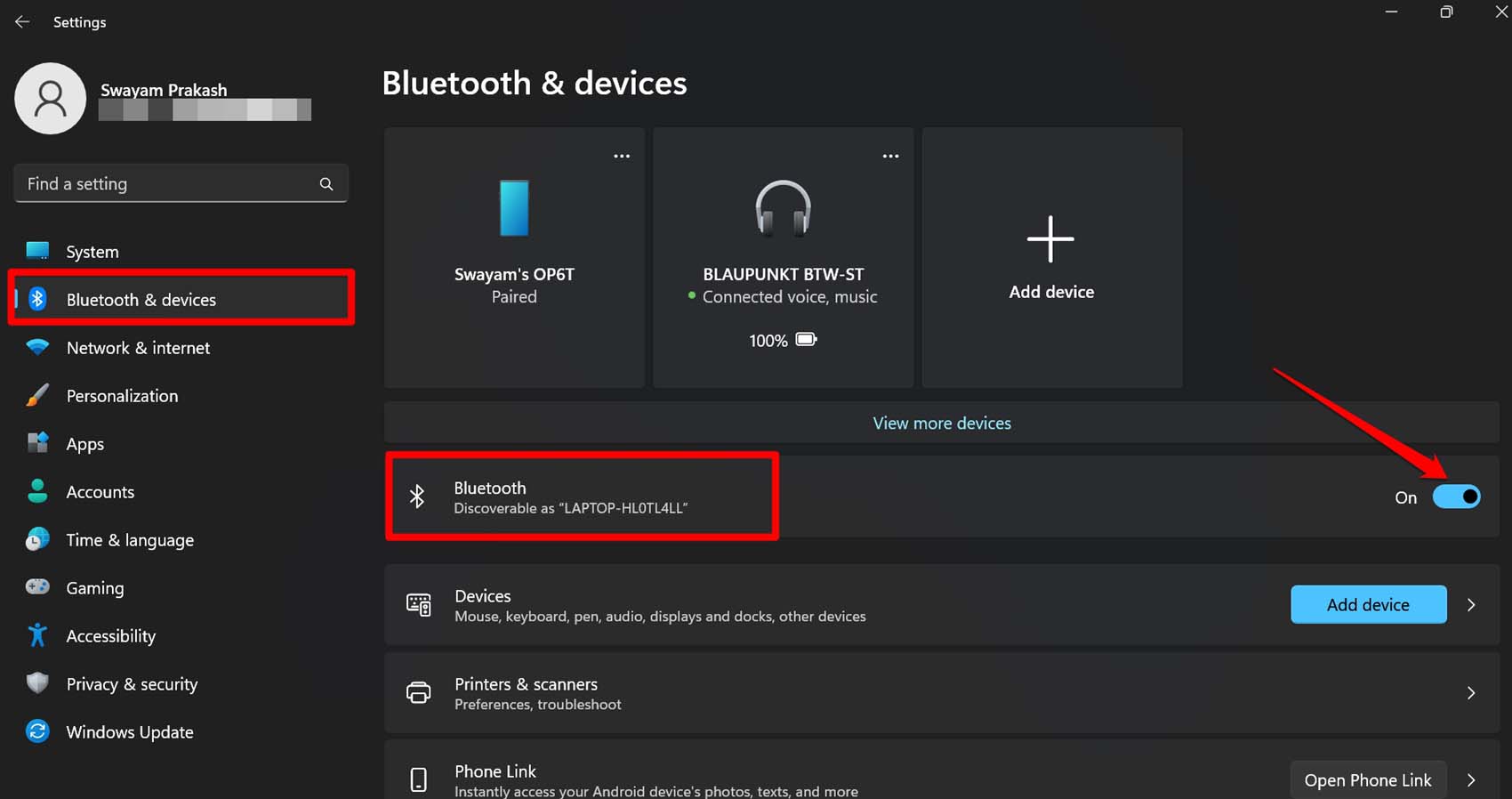 disable and re enable Bluetooth on Windows OS
