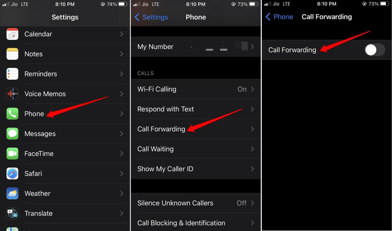 disable call forwarding on iPhone