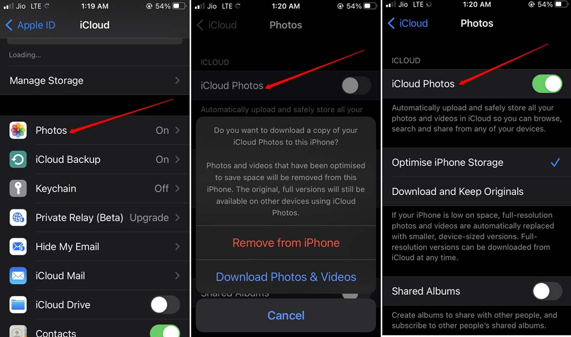 disable iCloud sync on iPhone