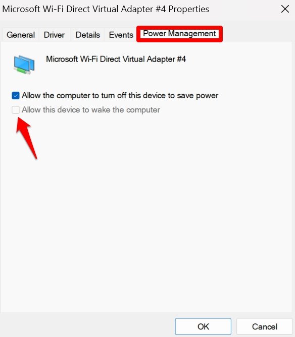 disable network adapter from waking up PC