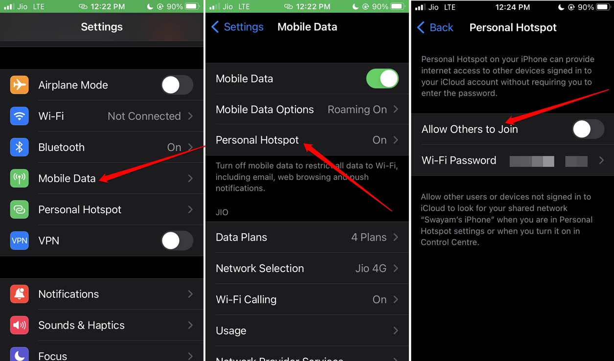 disable personal hotspot on iPhone