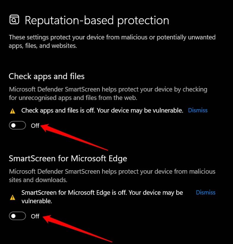 disable smartscreen for Microsoft Edge