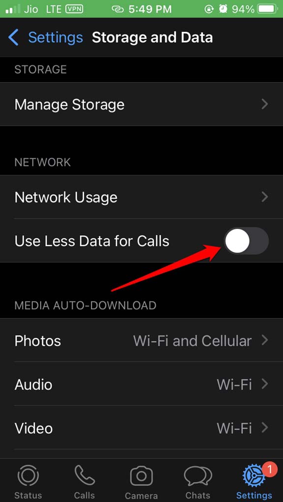 disable use less data for calls