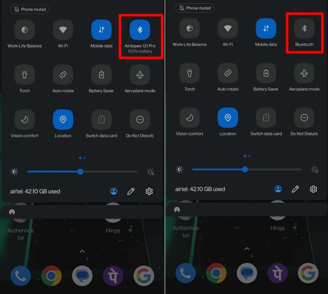 disconnect bluetooth earphone on android