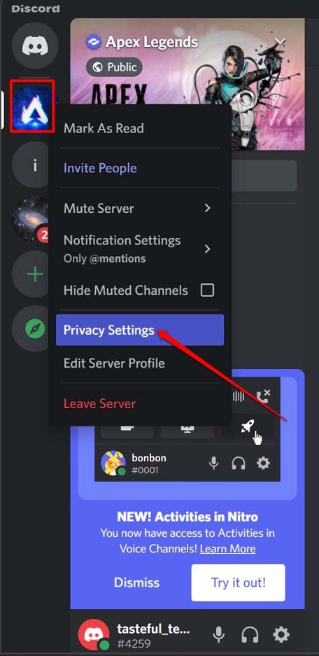 discord server privacy settings