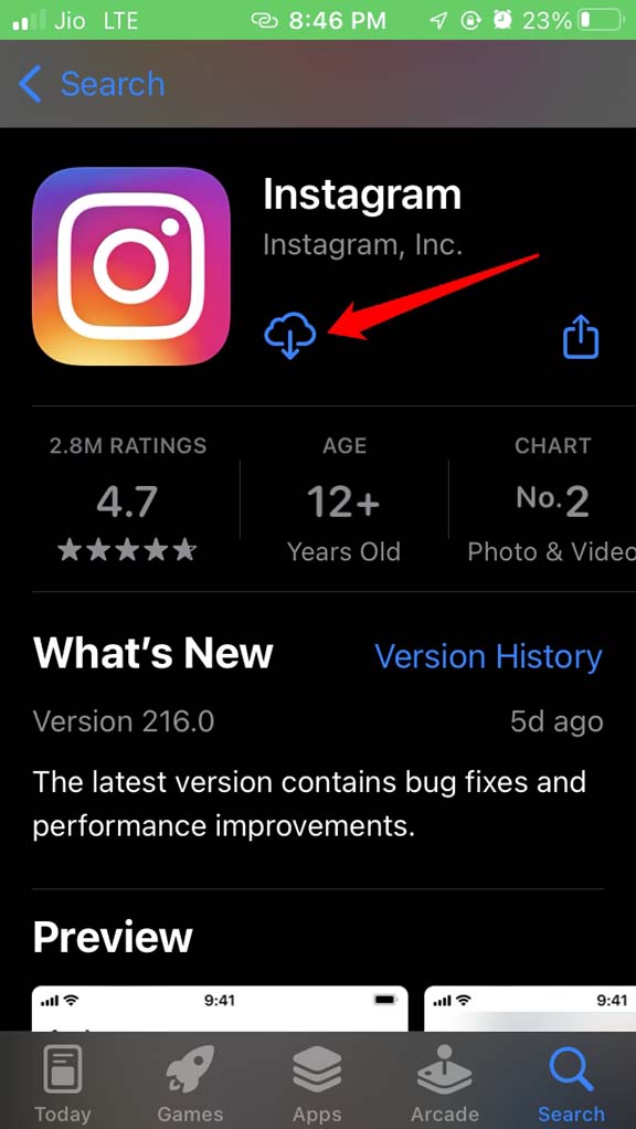 download Instagram from App Store