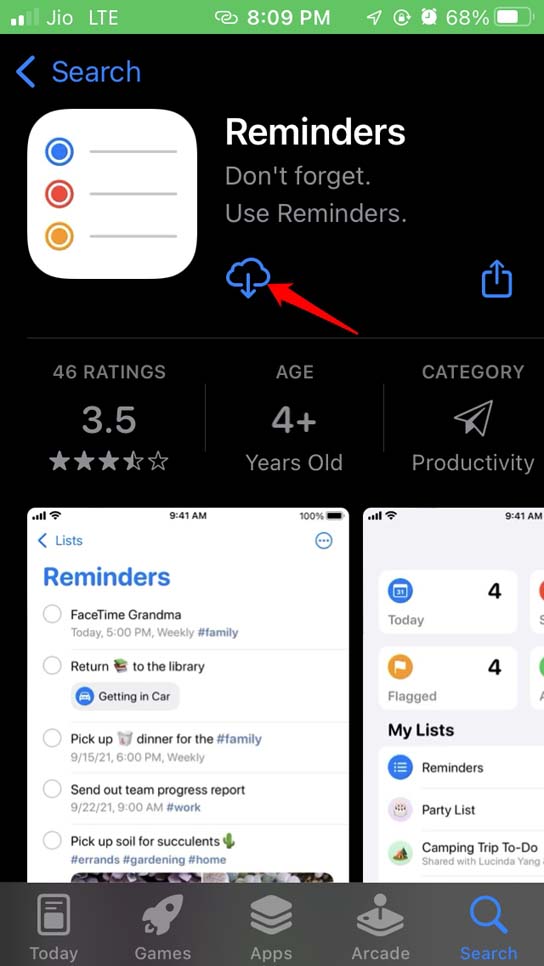 download Reminders app for iOS
