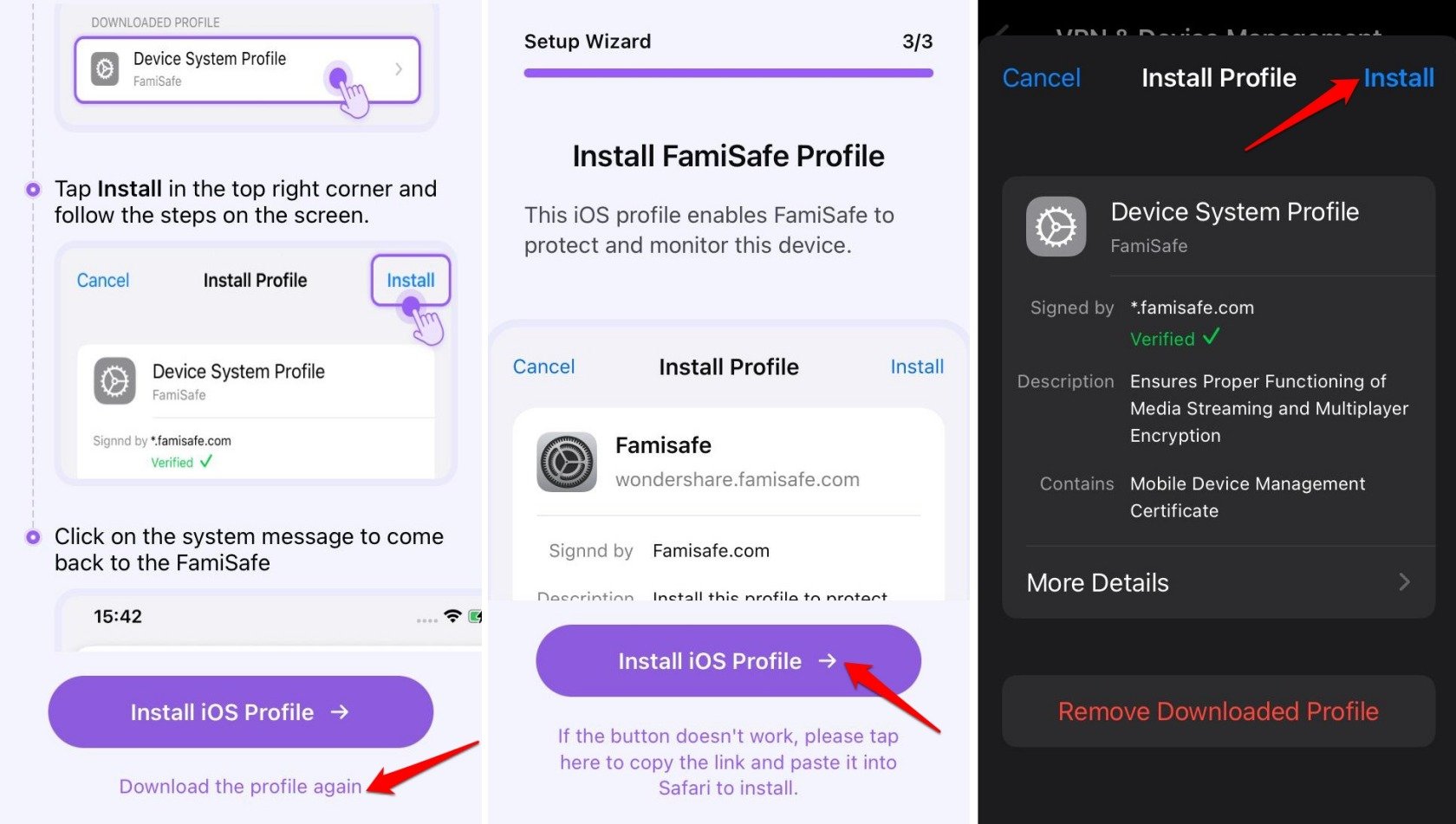 download and install FamiSafe iOS profile