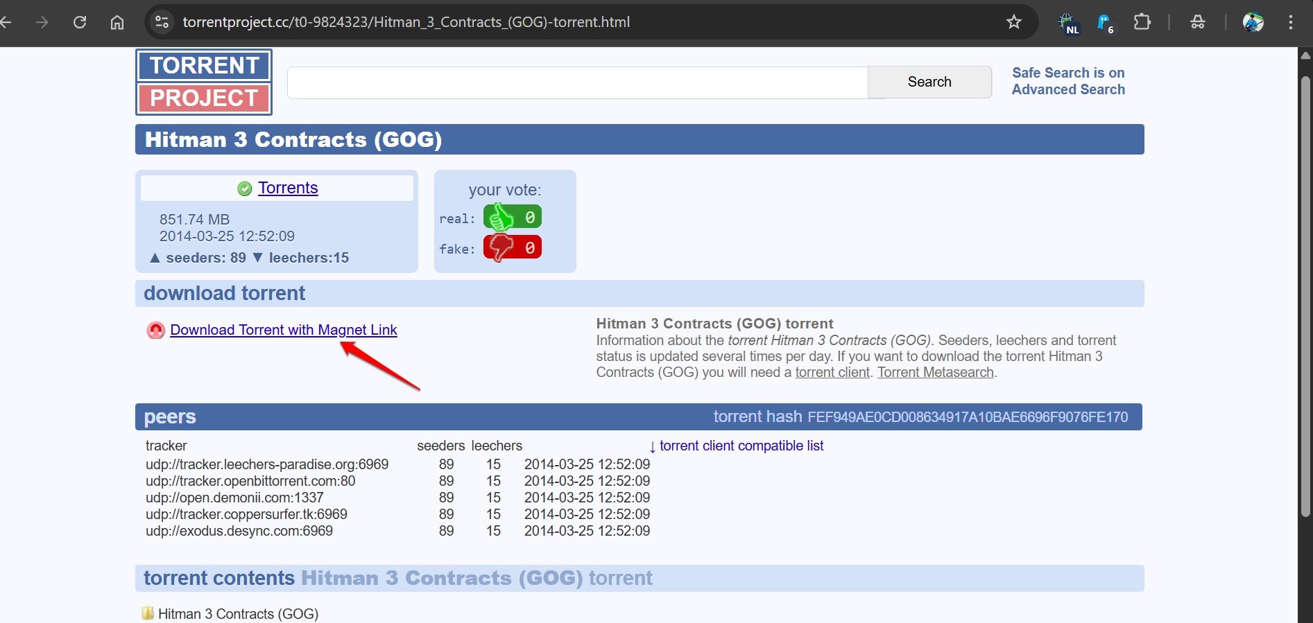 download magnet link in TorrentProject